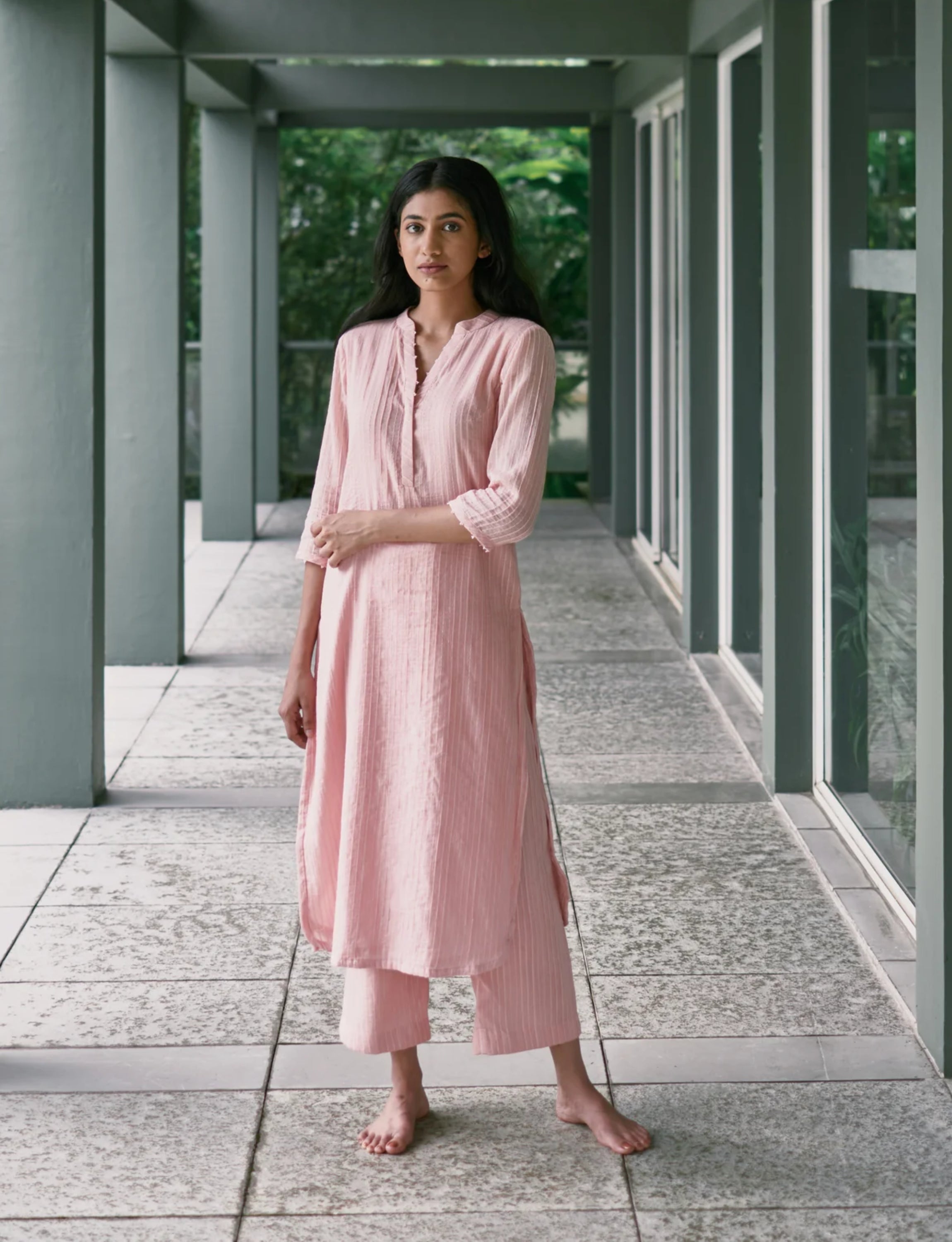 Pink Pintuck Kurta